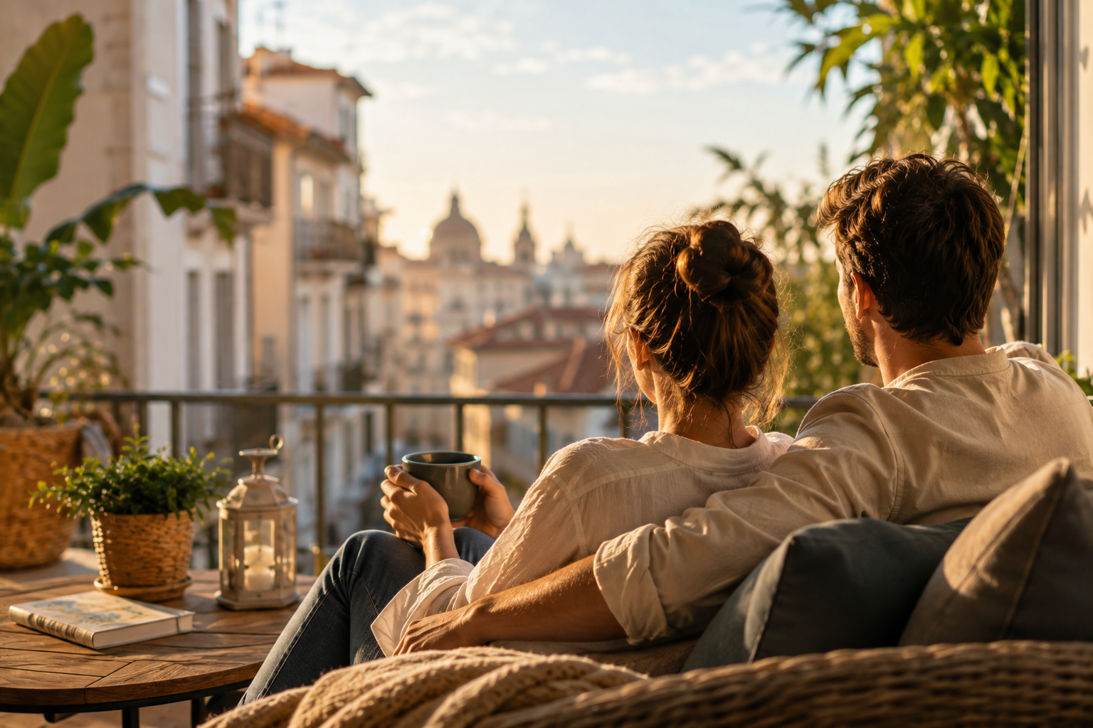 Couple expatrié partageant un moment à deux dans leur nouveau pays